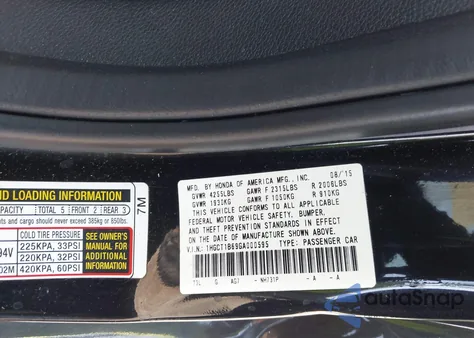 2016 Honda Accord Ex-L z USA, uszkodzony, nr VIN 1HGCT1B69GA000595